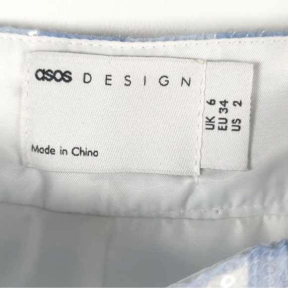 NWOT ASOS DESIGN SET SEQUIN DOULBE BREASTED Suit Blazer Blue Plaid Shorts Size 2 - Picture 16 of 16